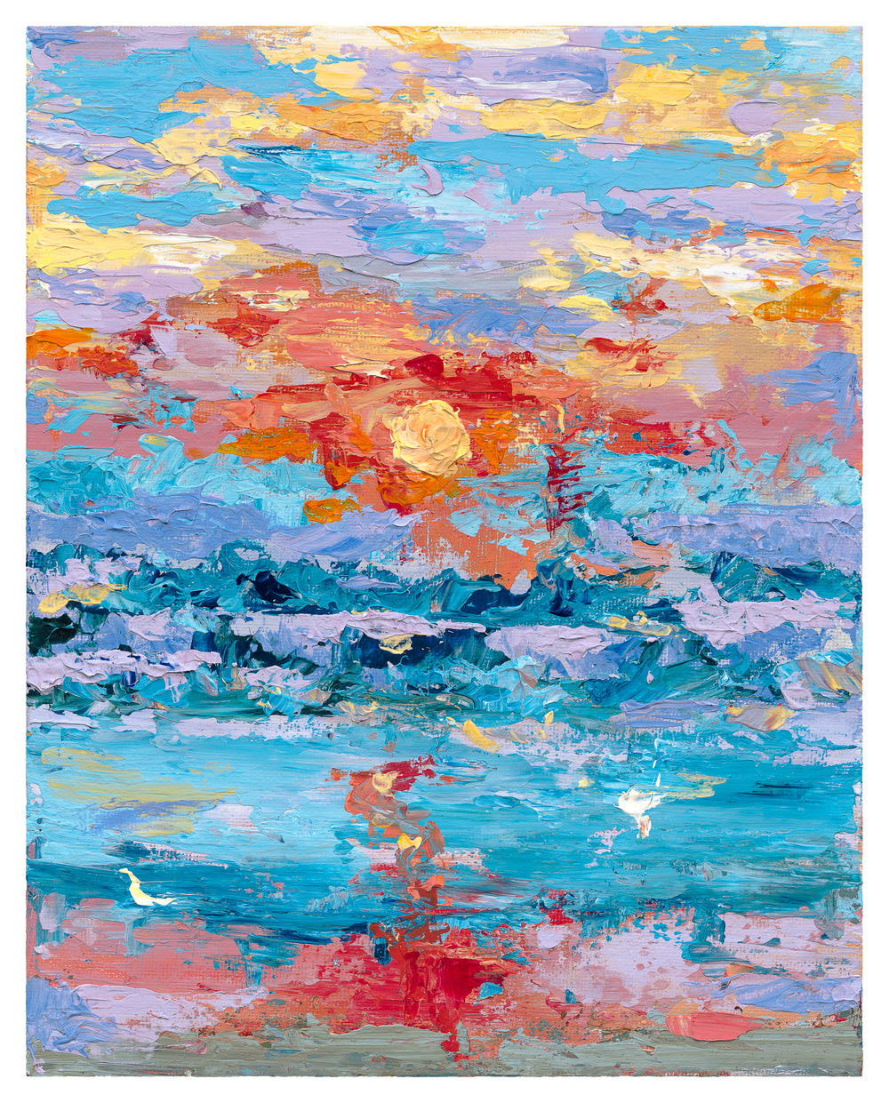 Artwork titled Colours of Sunshine:  Framed Colourful Print, Blue Abstract Artwork by Parisa Fine Arts