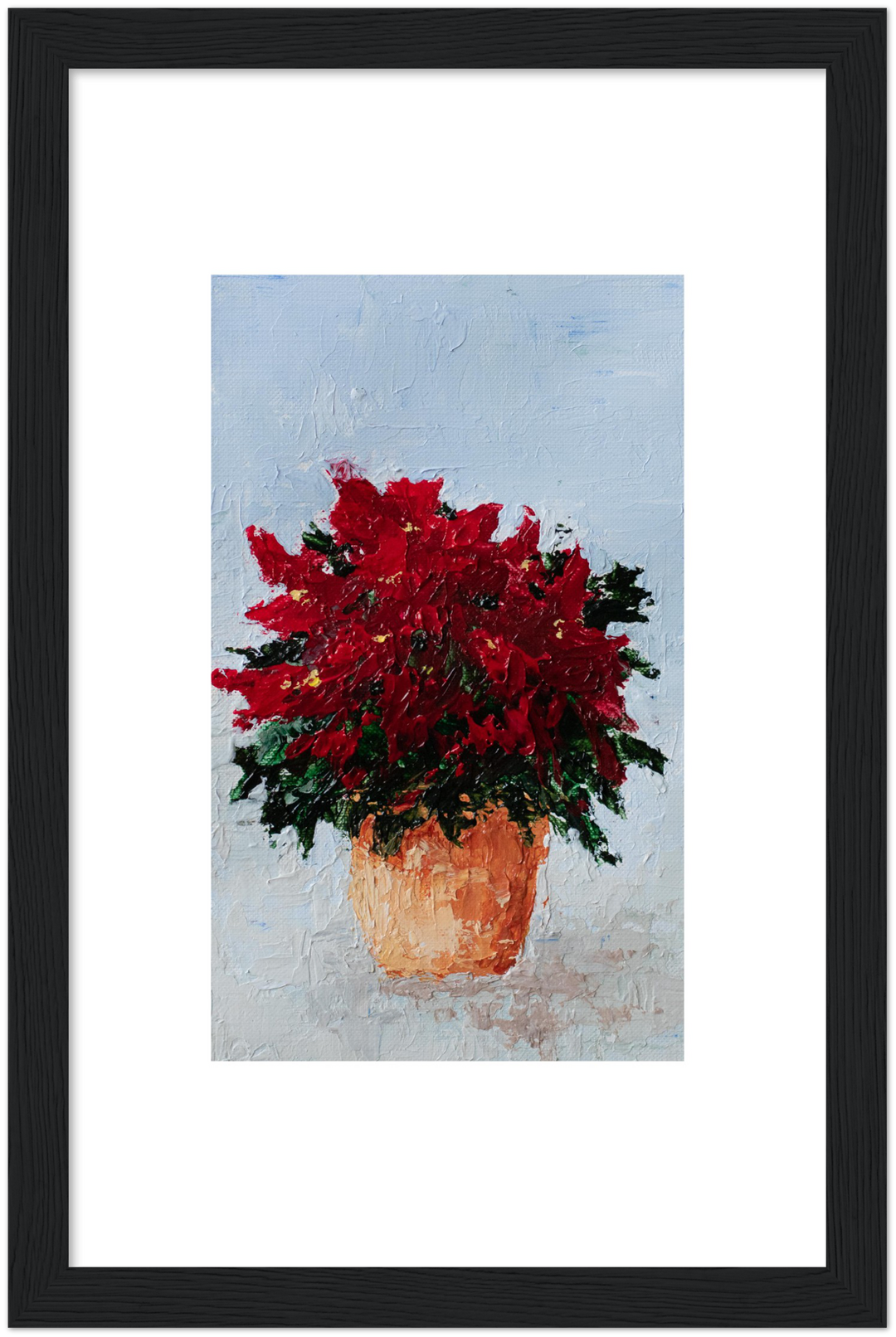 Poinsettia Pot Artwork | Framed Print by Parisa Fine Arts