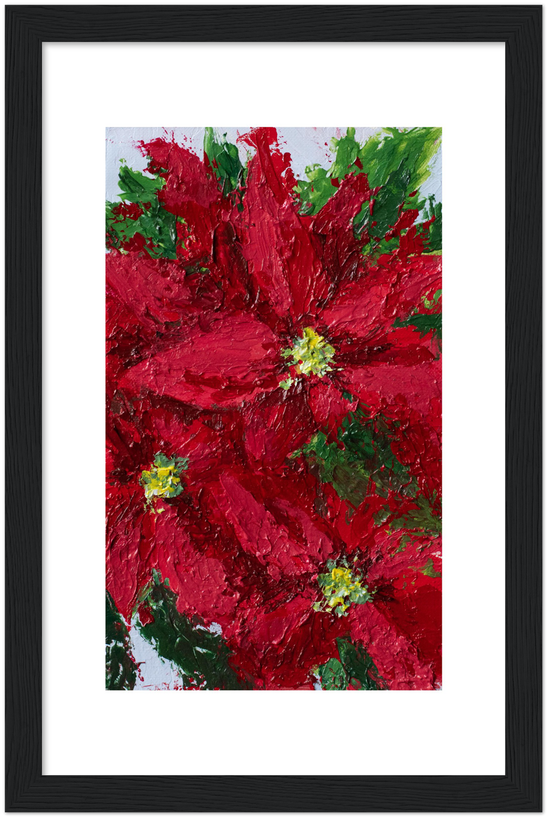 Poinsettia Textured Artwork | Framed Print by Parisa Fine Arts